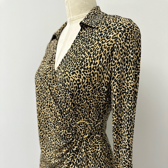 NWT Glamour Printed Cheetah Ring Wrap Dress - Picture 3 of 7